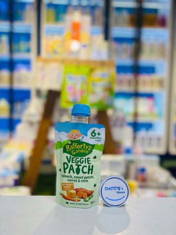 Khoai lang, bắp, cà rốt, rau bina nghiền Rafferty's Garden 6th (120g)