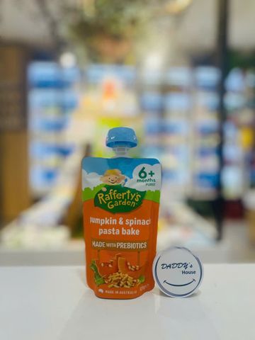 Nui ống, bí đỏ và rau bina nghiền Rafferty's Garden 6th (120g)