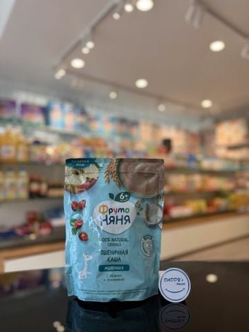 Bột ăn dặm Fruto vị sữa, táo, dâu, yến mạch 6th (200g)