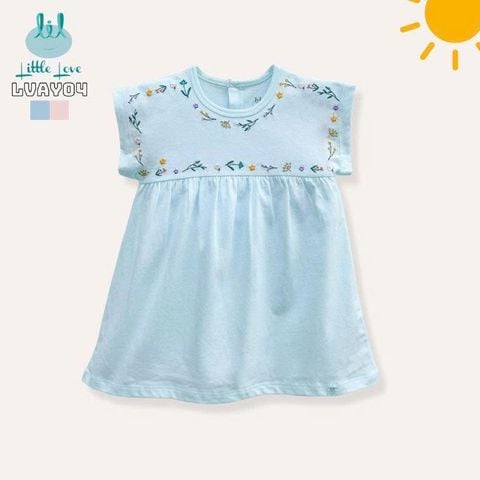 Bộ váy thêu ngực xanh ngọc Little Love (3y)