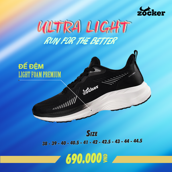 Giày chạy bộ Zocker Ultra Light Đen