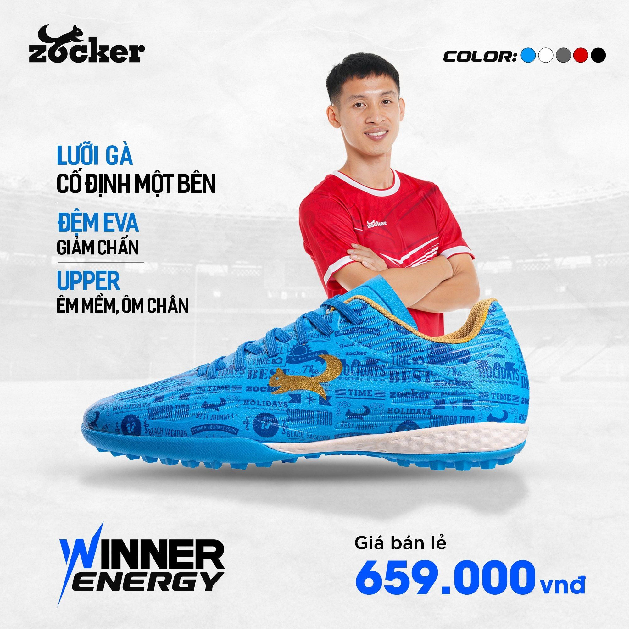 Giày đá banh cỏ nhân tạo Zocker Winner Energy Xanh – ETDA