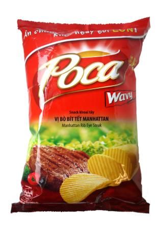 PC.S- Bánh khoai tây bị bít tết Poca 60g - Manhattan Rib Eye Steak Potato Chips