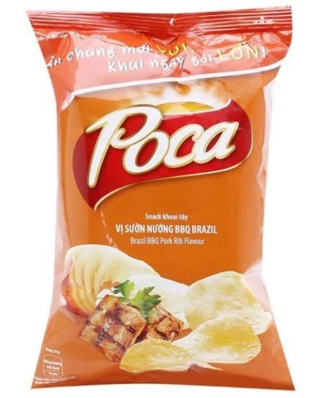 PC.S- Bánh khoai tây vị sườn nướng Poca 100g - Brazil BBQ Pork Rib Potato Chips (gói)