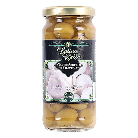 PK- Ô liu nhồi tỏi - Garlic Stuffed Olives Latino Bella 235g ( jar )