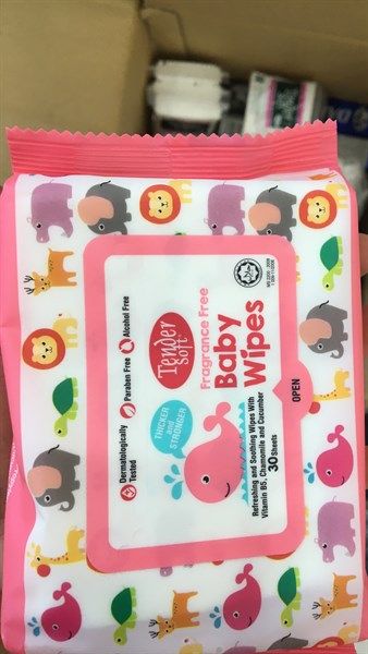 PU.H- Khăn ướt Bady Wipes 30 đỏ - Baby Wipes Fragrance Free Tender Soft 30 Sheets ( Pack )