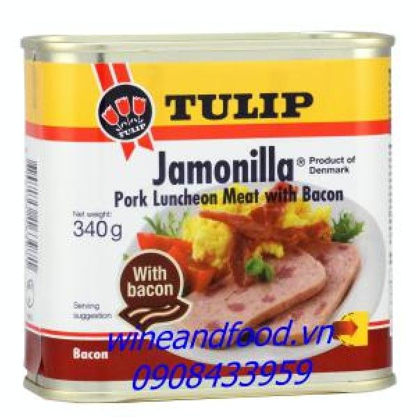 CDF- Thịt heo hộp Tulip 340g - Jamonilla Pork Luncheon Meat With Bacon ( box )