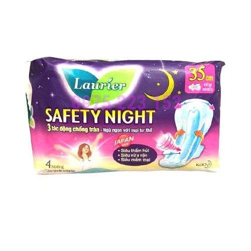 PU.P- Băng vệ sinh ban đêm Laurier Safety Night 35cm - Safety Night Tampon Laurier 35cm ( Pack )