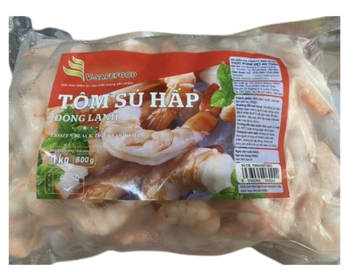 ME.F- Frozen Black Tiger Shrimp Cooked V-Safefood 41/50 1kg/800g T4
