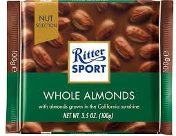 CH-Whole Almonds Chocolate Ritter Sport 100g