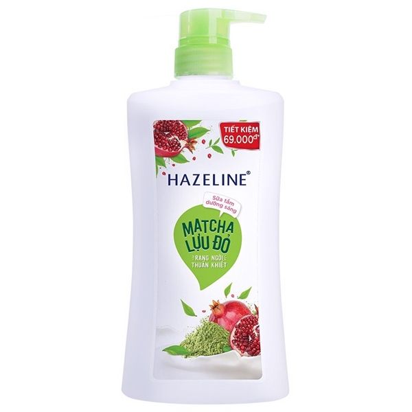 PU.PC-  Sữa Tắm Hazeline Matcha & Lựu Đỏ Dưỡng Sáng da - Shower Gel Lightening Skin Matcha & Pomegranate Hazeline 670g ( bottle )