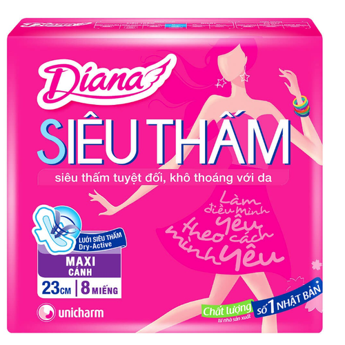 PU.P- Băng Vệ Sinh Diana Siêu Thấm Cánh - Wings Tampon Diana 8Pcs ( Pack )