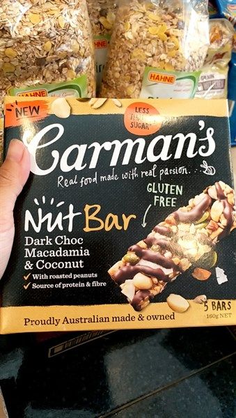 PC.WE- Thanh dinh dưỡng -Nut Bar Dark Choco Macadamia Carman's 175g  (Box)