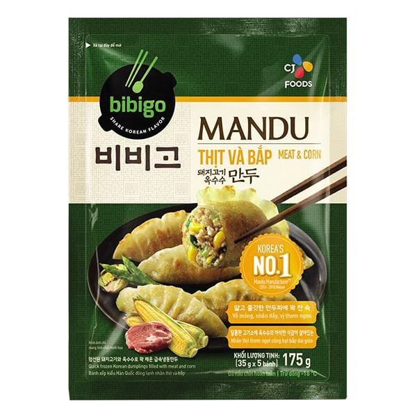 MD- Bánh xếp Mandu thịt và bắp 175g - Mandu Cake With Meat And Corn Bibigo CJ 175g ( pack )