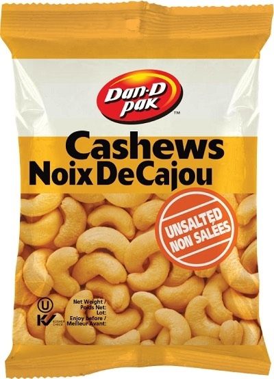 NU- Cashews Unsalted Dan-D Pak 100g
