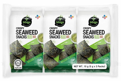 SN- Wasabi Flavour Crispy Seaweed Snack Bibigo (5g x 3packs)
