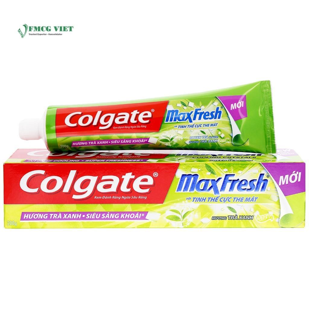 PU.PC- Kem đánh răng Maxfresh Trà xanh - Green Tea Flavor Toothpaste Colgate 200g ( Box )