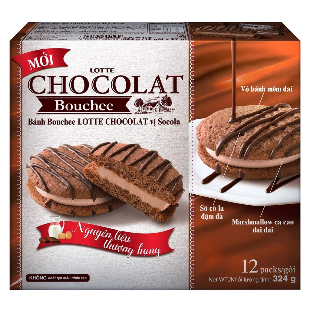SN.PC- Chocolate Flavor Bouchee Lotte Chocolat 12packs 324g