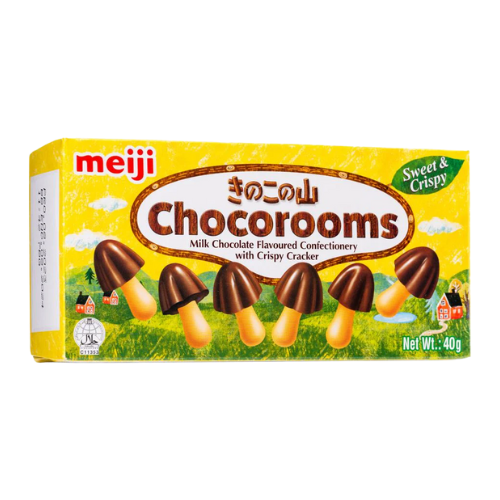 SN.PC- Milk Chocolate Flavoured Confectionery With Crispy Cracker Meiji Chocorooms 36g