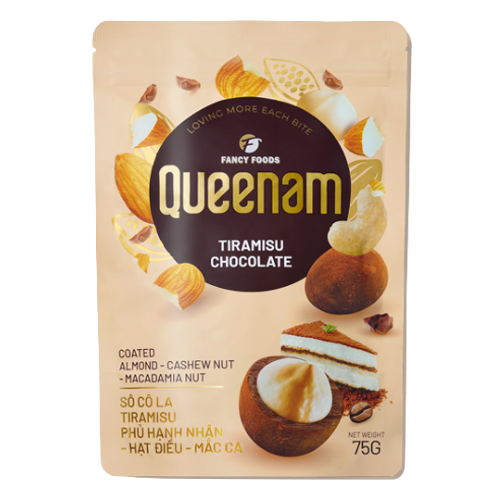 CH- Tiramisu Chocolate Coated Almond Cashew Nut & Macadamia Nut Queenam 75g