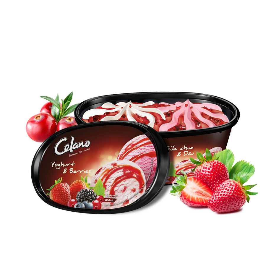 IC- Strawberry & Yougurt Ice Cream Celano 800ml ( Box )
