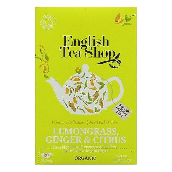 T-Organic Lemongrass, Ginger & Citrus English Tea Shop 20 Sachets (gói)