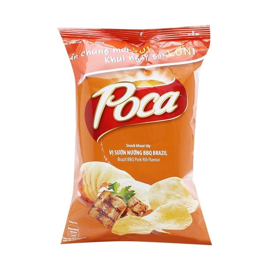 PC.S- Bánh khoai tây vị sườn nướng BBQ - Brazil BBQ Pork Rib Potato Chips Poca 60g (Gói)