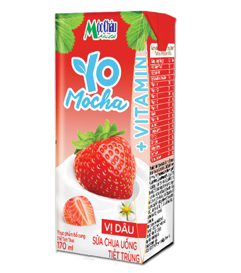 DY- Strawberry Mocha Flavor UHT Drinking Yogurt Mộc Châu 170ml