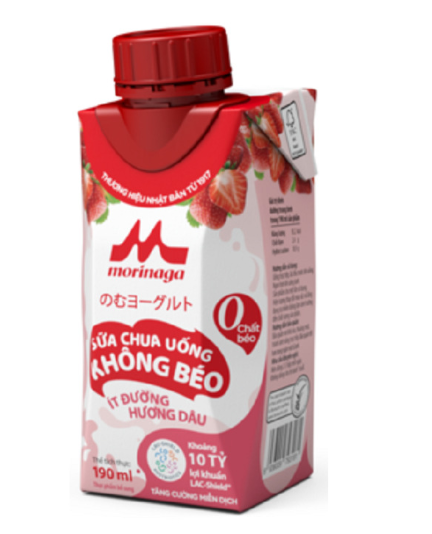 DY- Strawberry Flavor Less Sugar Fat-Free Drinking Yogurt Morinaga 190ml