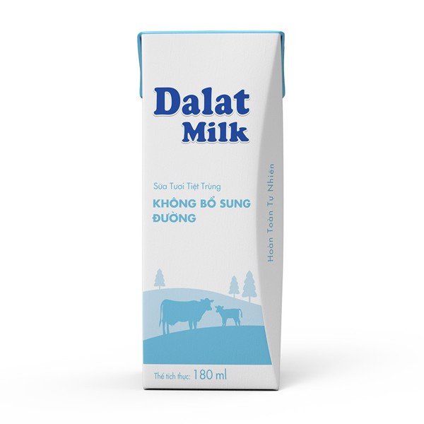DA.M.F- Sữa tươi nguyên chất không đường Dalat Milk 180ml - Natural Milk Dalat Milk 180ml ( box )