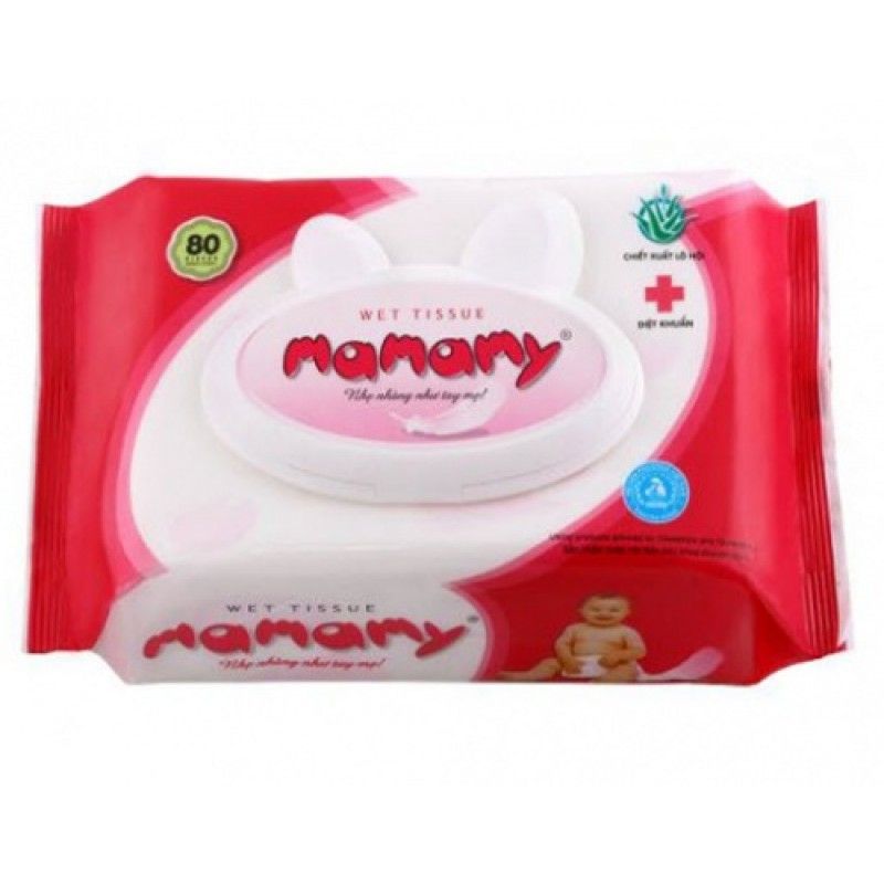 PU.H- Khăn ướt Mamamy - Non Perfume Wet Wipe Mamamy 80pcs ( Pink )