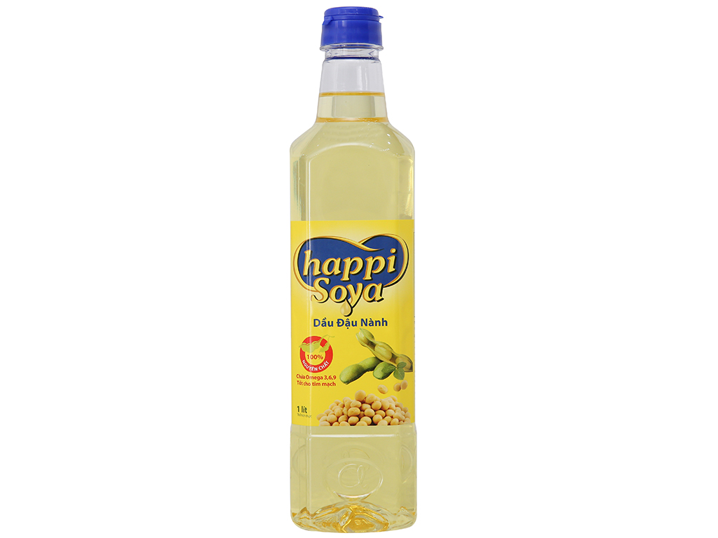 O- Dầu nành Happy Soya 1L - Soybean Oil ( Bottle )