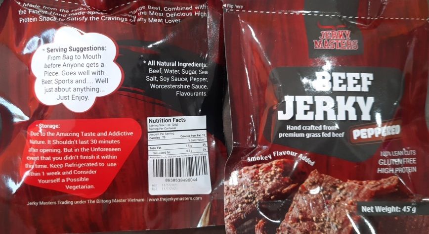 PC.S- Bò khô tẩm tiêu - Peppered Beef Jerky Masters 45g (pack)