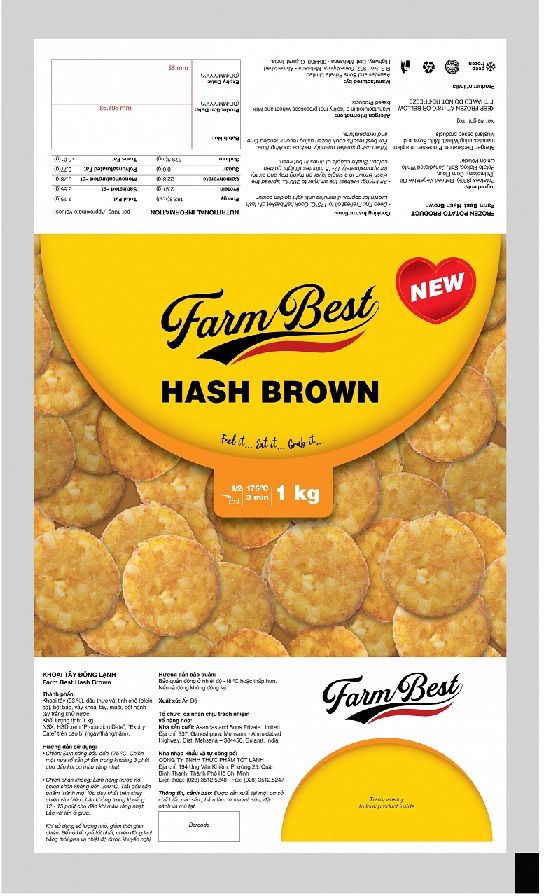 VEF- Khoai tây bánh - Rosti Round Farm Best 1kg ( Pack ) - hash brown french fries