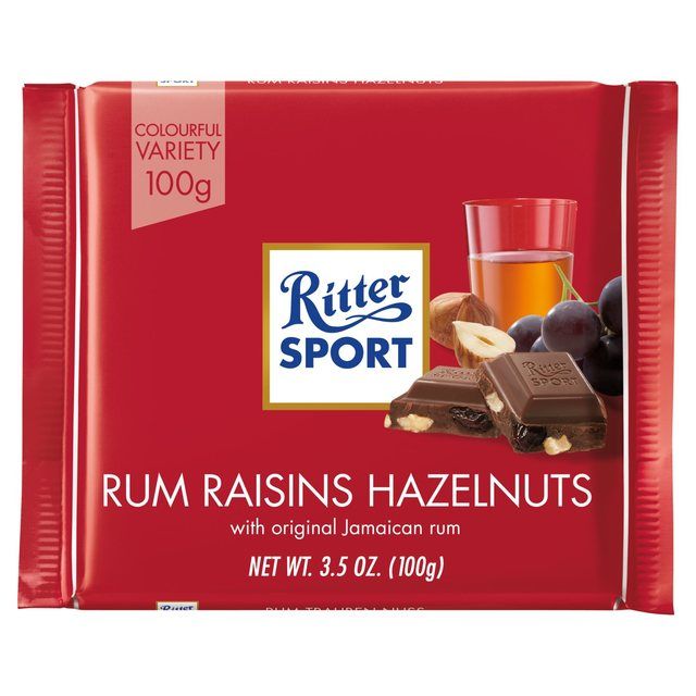 CH- Socola hương rượu rum nho khô hạt phỉ Ritter Sport - Rum Raisins Hazelnuts (box)