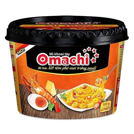 NDI- Mì ly trộn xốt tôm phô mai trứng muối Omachi 105g - Salted Egg Cheese Shrimp Sauce Noodle Mixed (box)