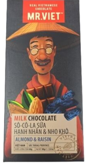 CH- Milk Chocolate Almonds & Raisins Mr.Việt 80g T6