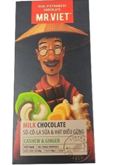 CH- Milk Chocolate Cashew & Ginger Mr.Việt 80g T6