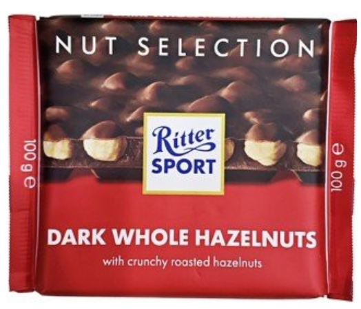 CH-Sôcôla. Dark Whole Hazelnuts Chocolate Ritter Sport 100g ecp