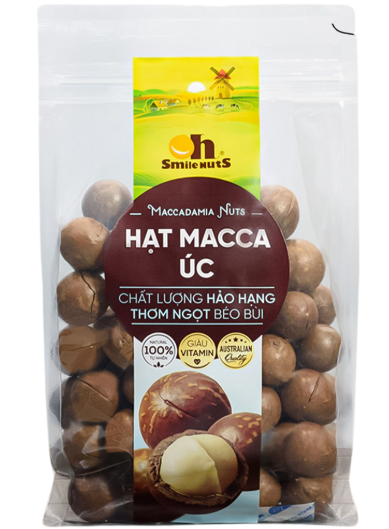 NU- Aus Macca Zipper Bag Smile Nuts 500g T7