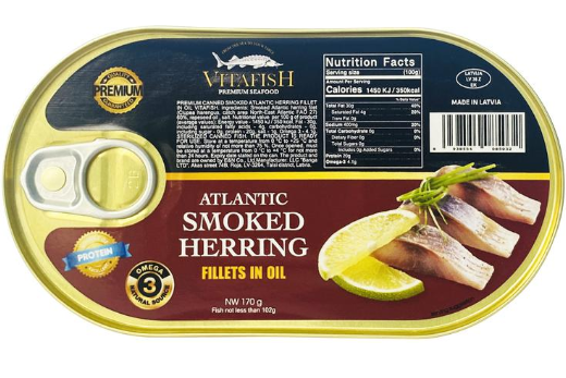 CA- Atlantic Smoked Herring Fillets In Oil Premium Vitafish 170g T3