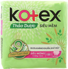 PU- Băng Vệ Sinh Kotex Thảo Dược Siêu Mềm Cánh - Herbal Tampon Kotex 8Pcs ( pack )