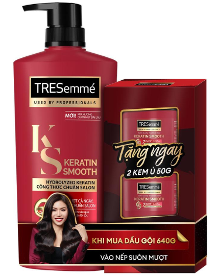 PU- Shampoo Keratin Smooth Tresemme 640g (+kem ủ 50g)