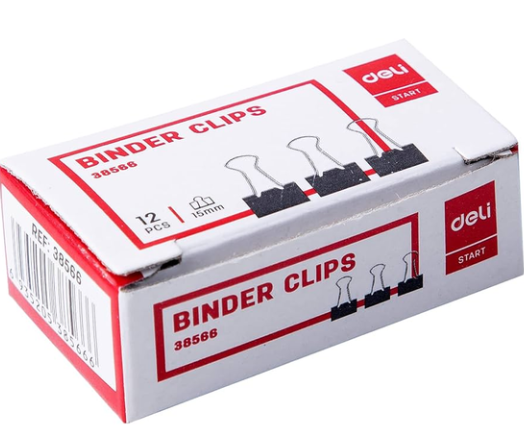 PU- Binder Clips E38566 15Mm Deli 12Pcs (Kẹp bướm)