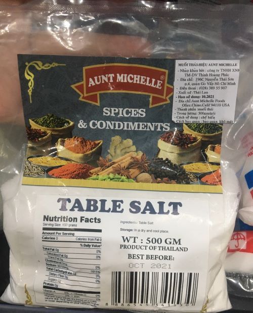 SD- Muối sấy Thái Aunt Michelle 500g - Table Salt ( Bag )