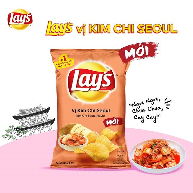 PC.S- Bánh khoai tây vị kim chi Lay's 65g - Seoul Kim Chi Flavor  (Pack)