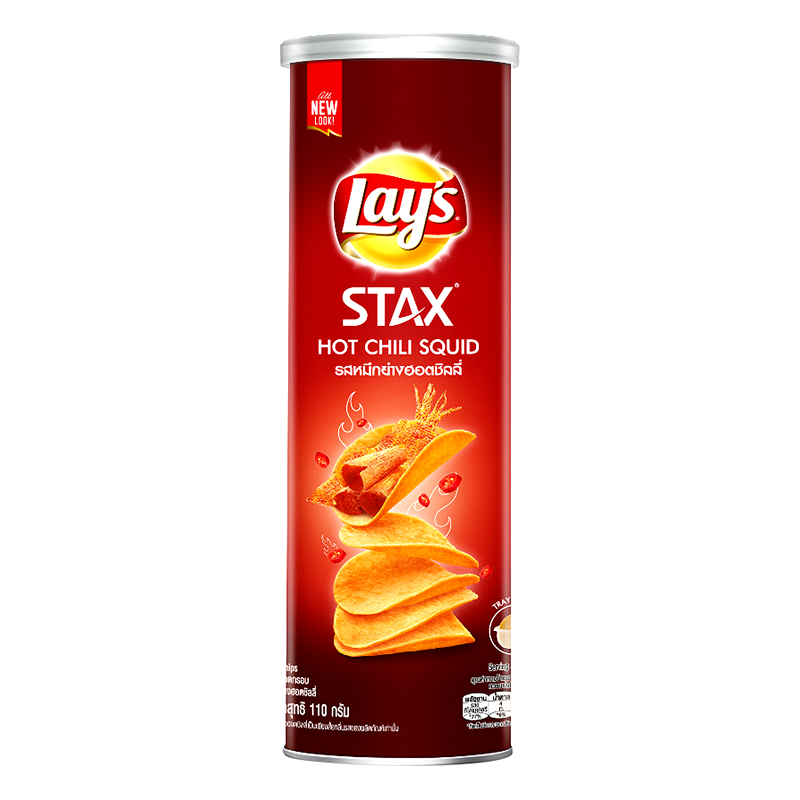 PC.S- Bánh khoai tây mực cay Lay's Stax 110g - Hot Chili Squid Potato Chip (Hộp)
