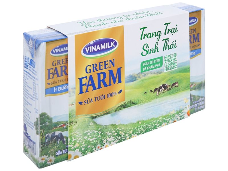 DA.M.F- Sữa tươi ít đường Green farm 180ml - Less Sugar UHT Fresh Milk Green Farm 180ml ( box )