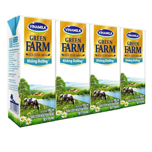 DA.M.F- Sữa tươi không đường Green Farm180ml - Plain UHT Fresh Milk Green Farm Vinamilk 180ml ( box )