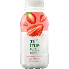 DA.M.N- Nước trái cây hương dâu Th True 300ml - Strawberry Fruit Milk TH True 300ml ( Bottle )